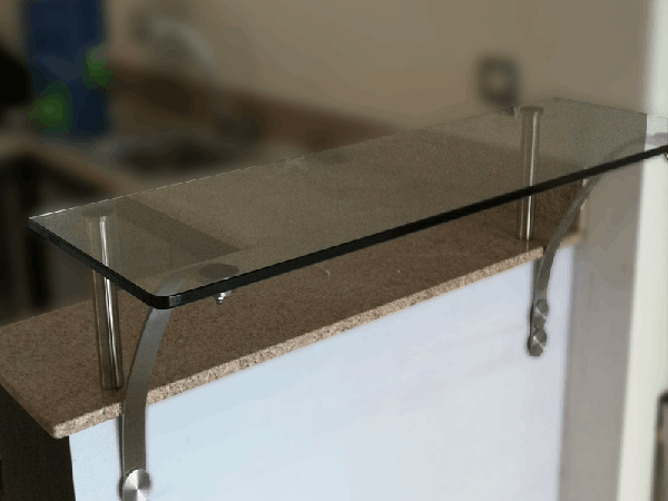 Barra cocina vidrio templado y acero